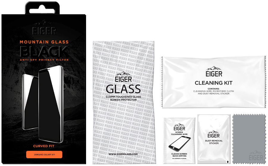 Eiger Samsung Galaxy A71 Privacy Glass Case Friendly Protector Gebogen afbeelding 6