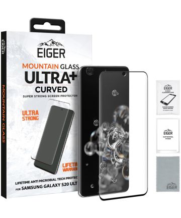 Eiger ULTRA+ Samsung S20 Ultra Tempered Glass Antibacterieel Gebogen Screen Protectors