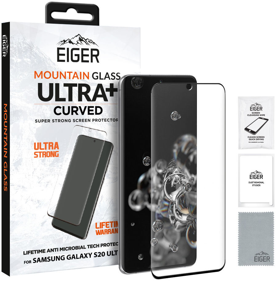 Eiger ULTRA+ Samsung S20 Ultra Tempered Glass Antibacterieel Gebogen afbeelding 1