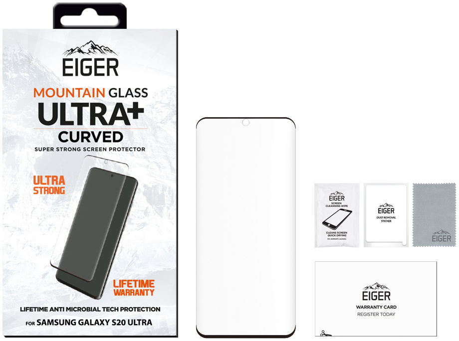 Eiger ULTRA+ Samsung S20 Ultra Tempered Glass Antibacterieel Gebogen afbeelding 4