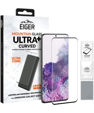 Eiger ULTRA+ Samsung S20 Plus Tempered Glass Antibacterieel Gebogen Screen Protectors