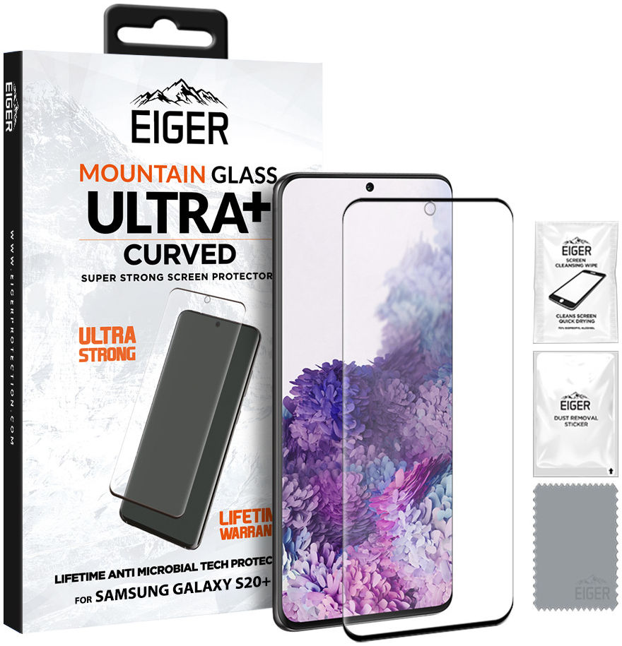 Eiger ULTRA+ Samsung S20 Plus Tempered Glass Antibacterieel Gebogen afbeelding 1