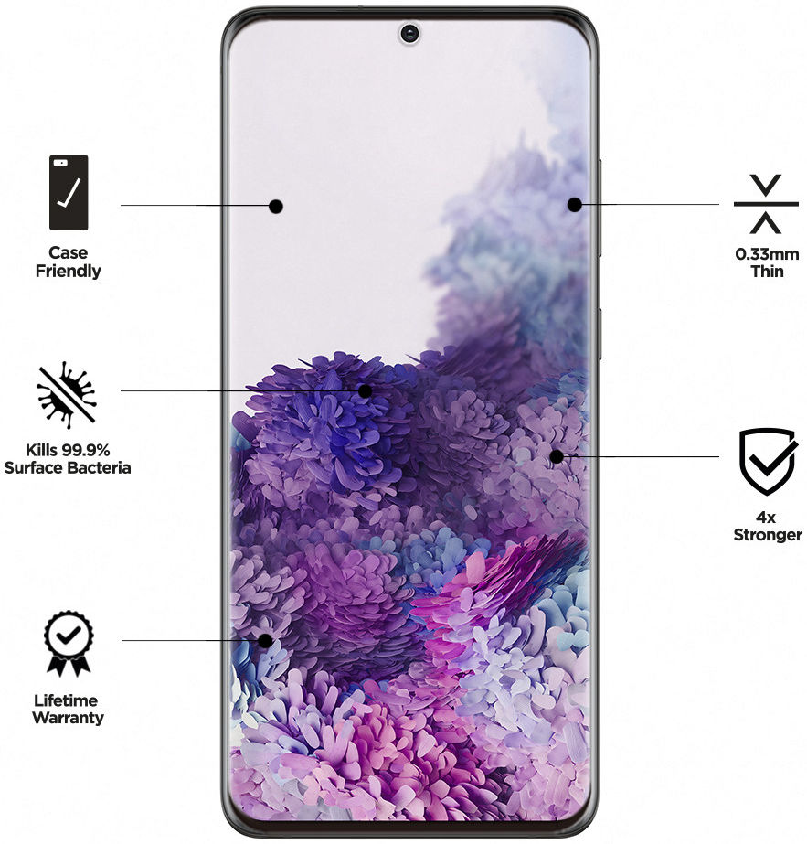 Eiger ULTRA+ Samsung S20 Plus Tempered Glass Antibacterieel Gebogen afbeelding 3