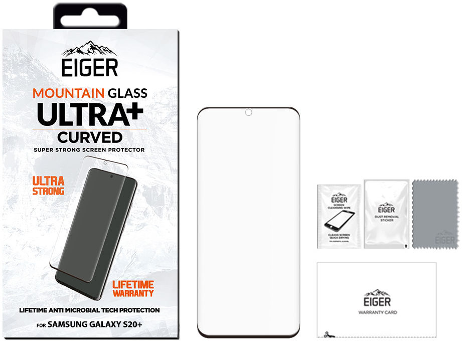 Eiger ULTRA+ Samsung S20 Plus Tempered Glass Antibacterieel Gebogen afbeelding 4