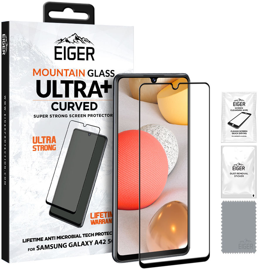 Eiger Ultra+ Samsung Galaxy A42 Tempered Glass Antibacterieel Gebogen afbeelding 1