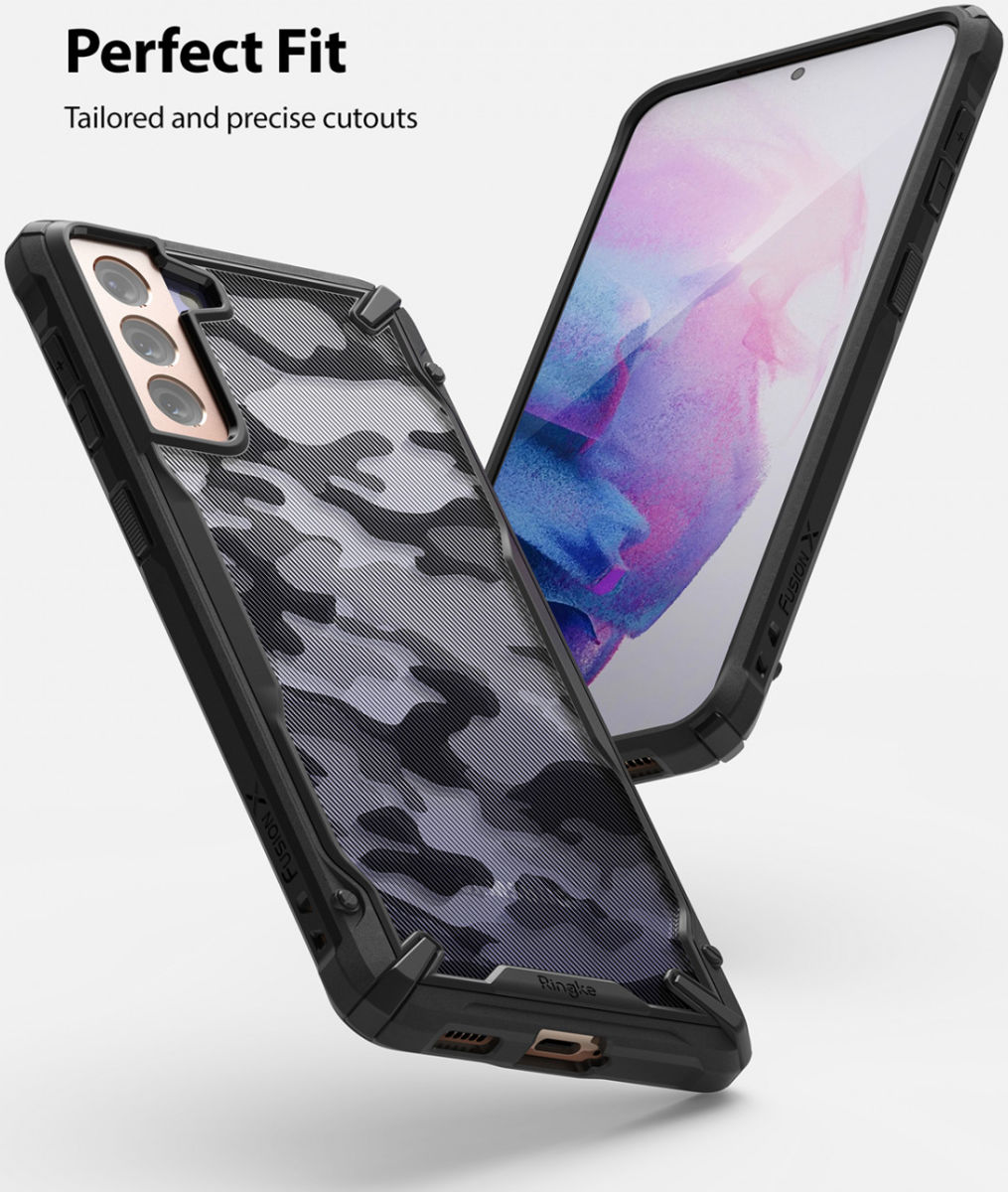 Ringke Fusion X Samsung Galaxy S21 Plus Hoesje Camo Zwart afbeelding 3