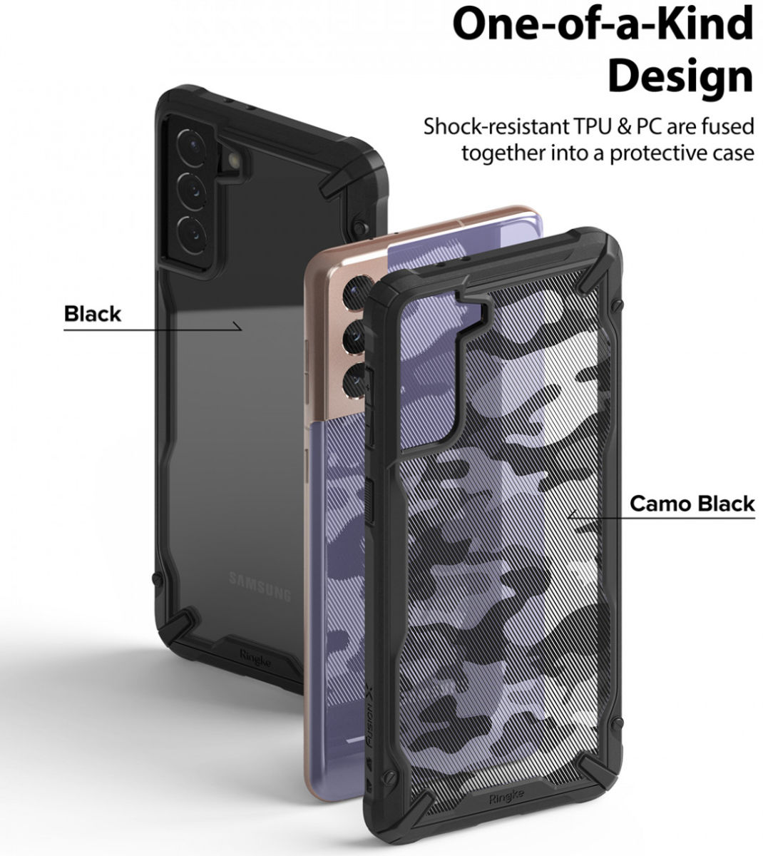 Ringke Fusion X Samsung Galaxy S21 Plus Hoesje Camo Zwart afbeelding 4