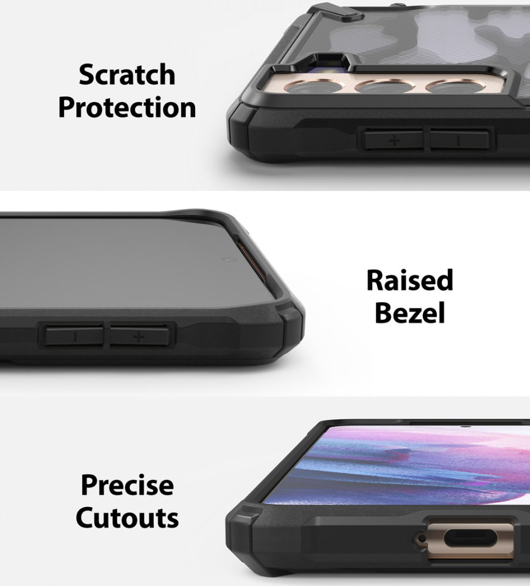 Ringke Fusion X Samsung Galaxy S21 Plus Hoesje Camo Zwart afbeelding 6