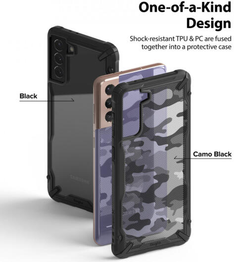 Ringke Fusion X Samsung Galaxy S21 Plus Hoesje Camo Zwart afbeelding 4