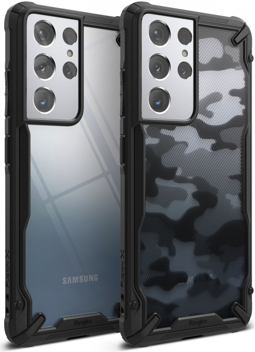 Ringke Fusion X Samsung Galaxy S21 Ultra Hoesje Transparant Zwart afbeelding 10