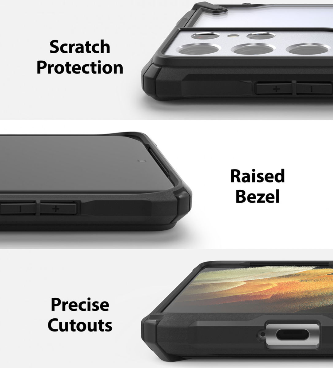 Ringke Fusion X Samsung Galaxy S21 Ultra Hoesje Transparant Zwart afbeelding 6