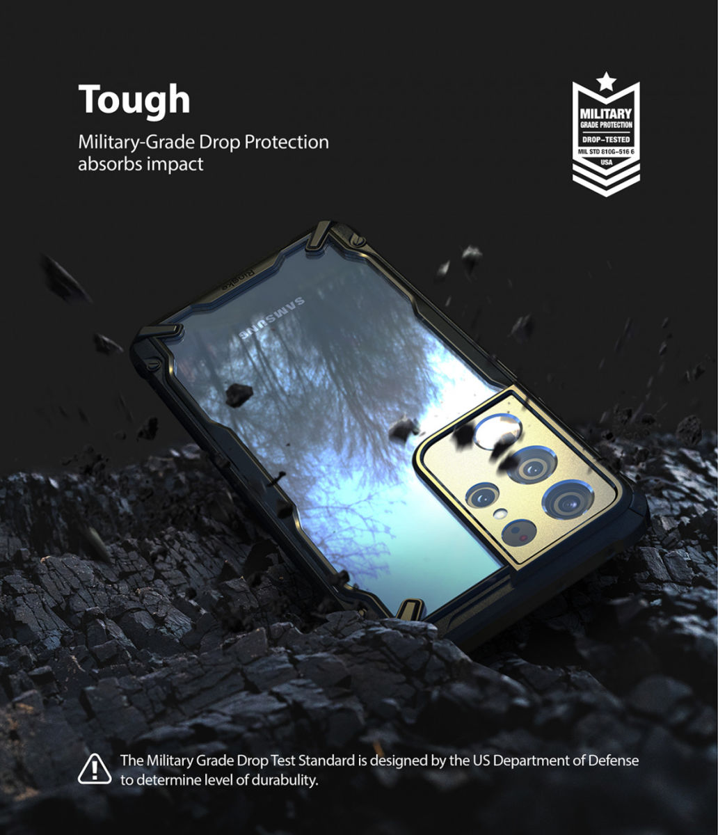 Ringke Fusion X Samsung Galaxy S21 Ultra Hoesje Transparant Zwart afbeelding 7