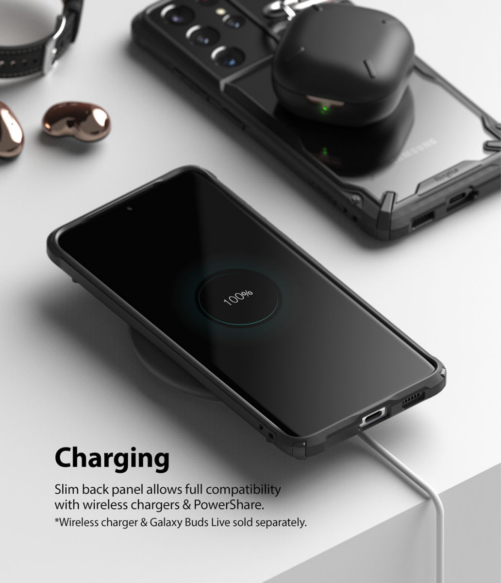 Ringke Fusion X Samsung Galaxy S21 Ultra Hoesje Transparant Zwart afbeelding 8