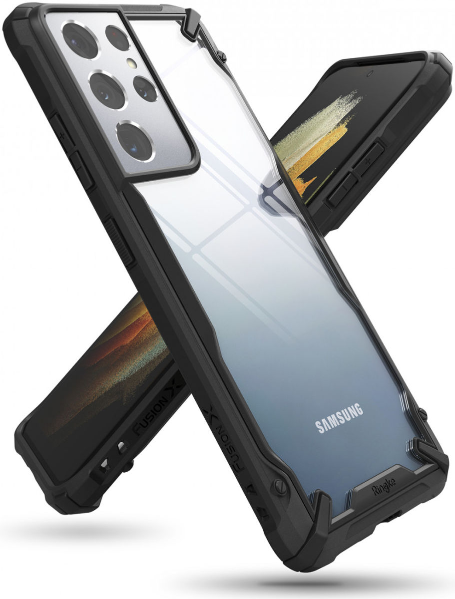 Ringke Fusion X Samsung Galaxy S21 Ultra Hoesje Transparant Zwart afbeelding 9
