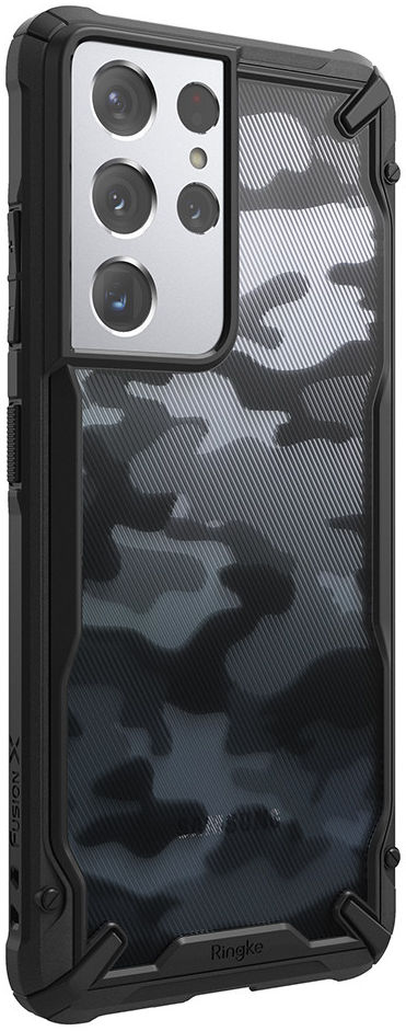Ringke Fusion X Samsung Galaxy S21 Ultra Hoesje Camo Zwart afbeelding 2