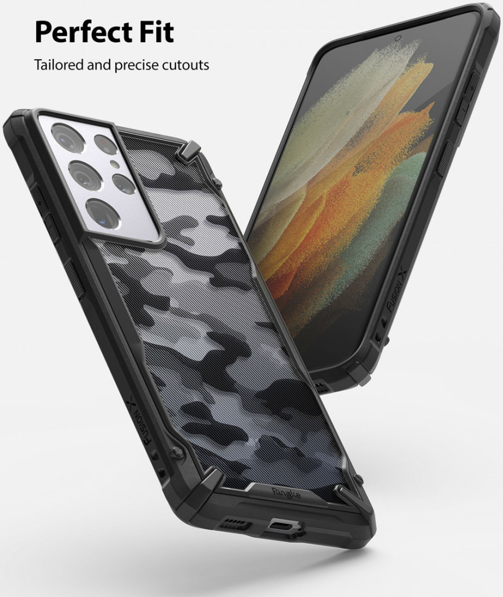 Ringke Fusion X Samsung Galaxy S21 Ultra Hoesje Camo Zwart afbeelding 3
