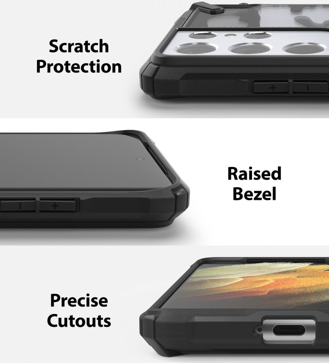 Ringke Fusion X Samsung Galaxy S21 Ultra Hoesje Camo Zwart afbeelding 6