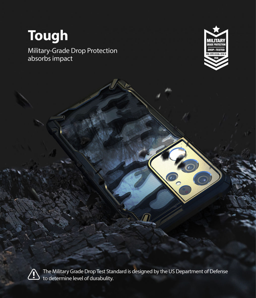 Ringke Fusion X Samsung Galaxy S21 Ultra Hoesje Camo Zwart afbeelding 7
