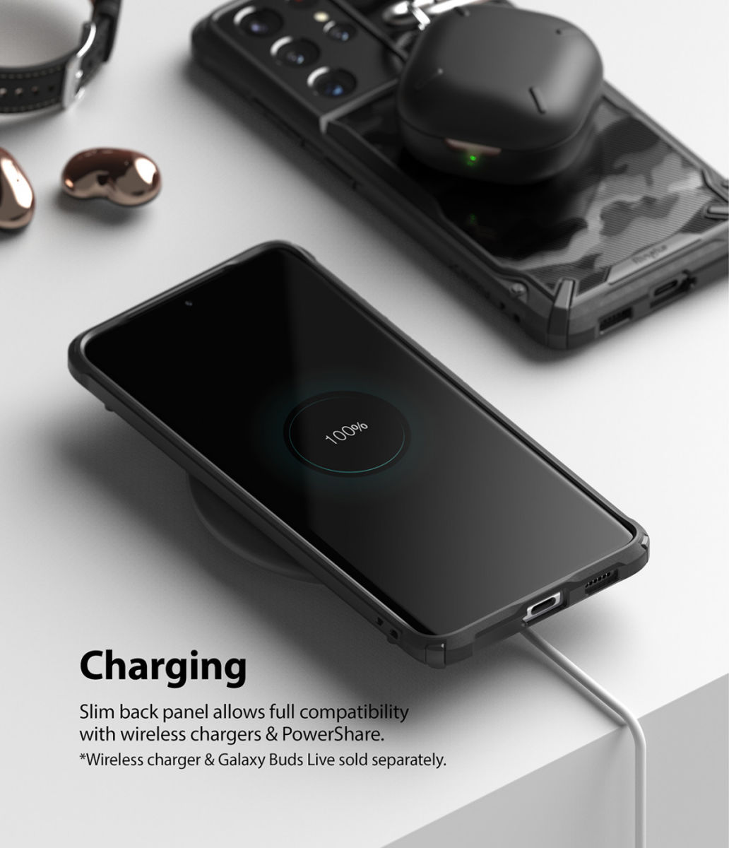 Ringke Fusion X Samsung Galaxy S21 Ultra Hoesje Camo Zwart afbeelding 8