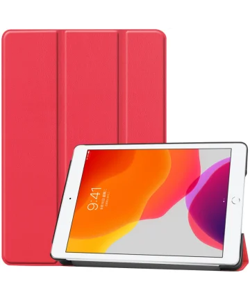 Apple iPad 10.2 (2021/2020/2019) Hoes Tri-Fold Book Case Rood Hoesjes