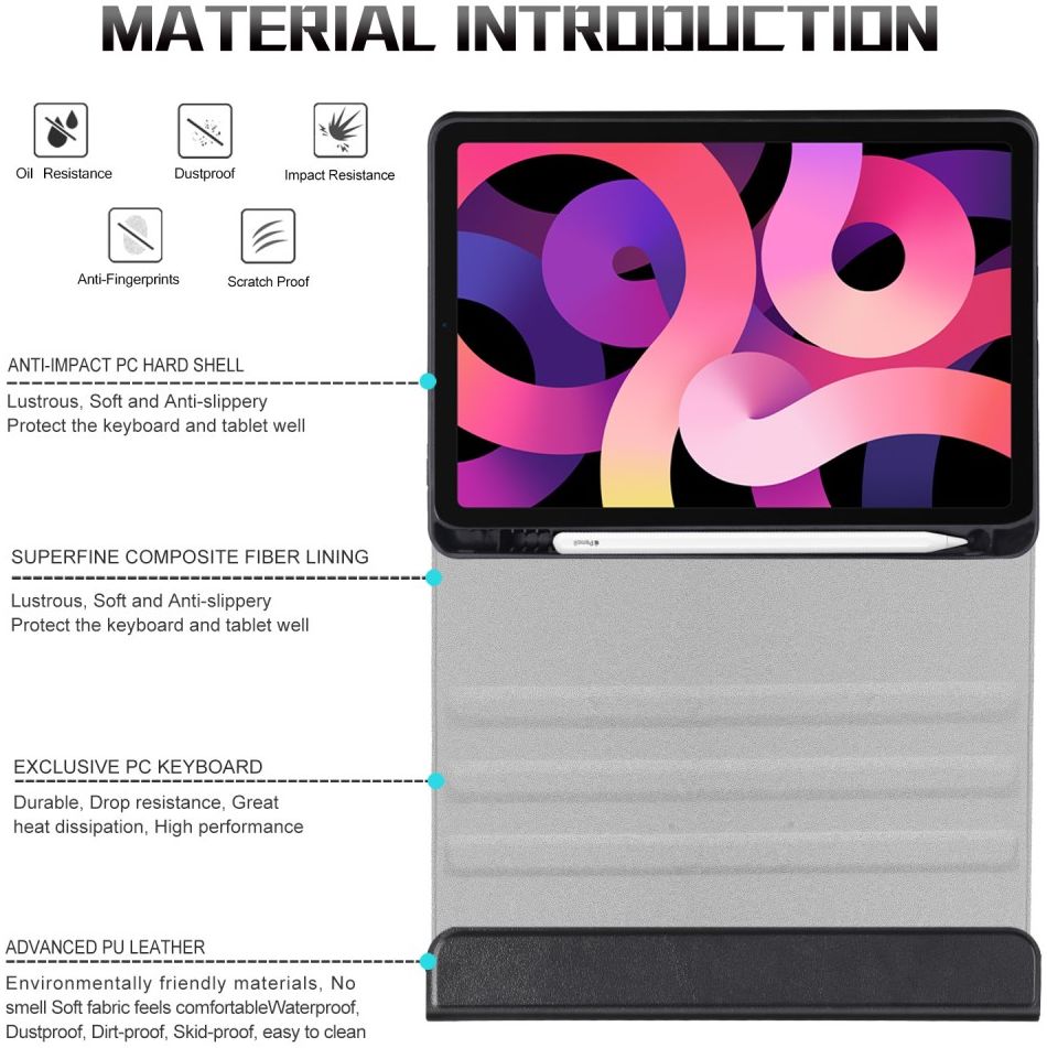 Apple iPad Air 2020 / 2022 Hoes Tri-Fold Book Case Zwart afbeelding 4