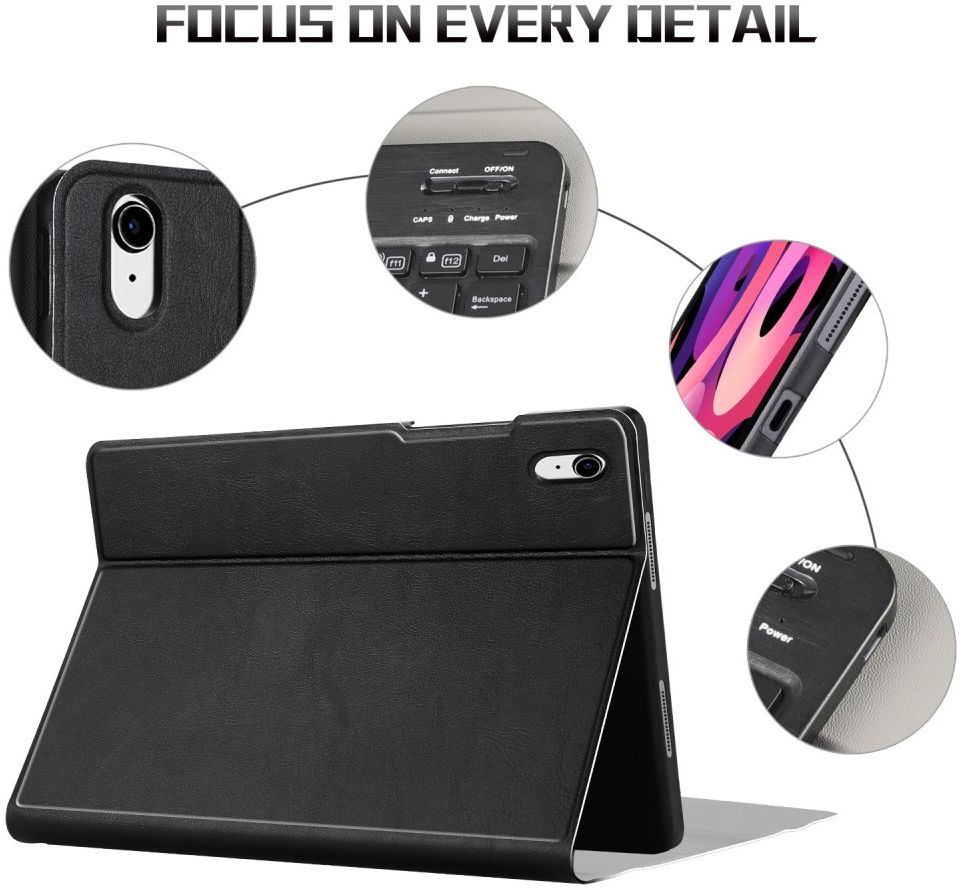 Apple iPad Air 2020 / 2022 Hoes Tri-Fold Book Case Zwart afbeelding 9
