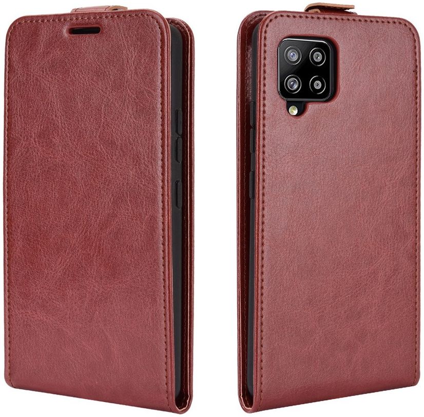 Samsung Galaxy A42 Hoesje Verticale Flip Case Bruin afbeelding 3
