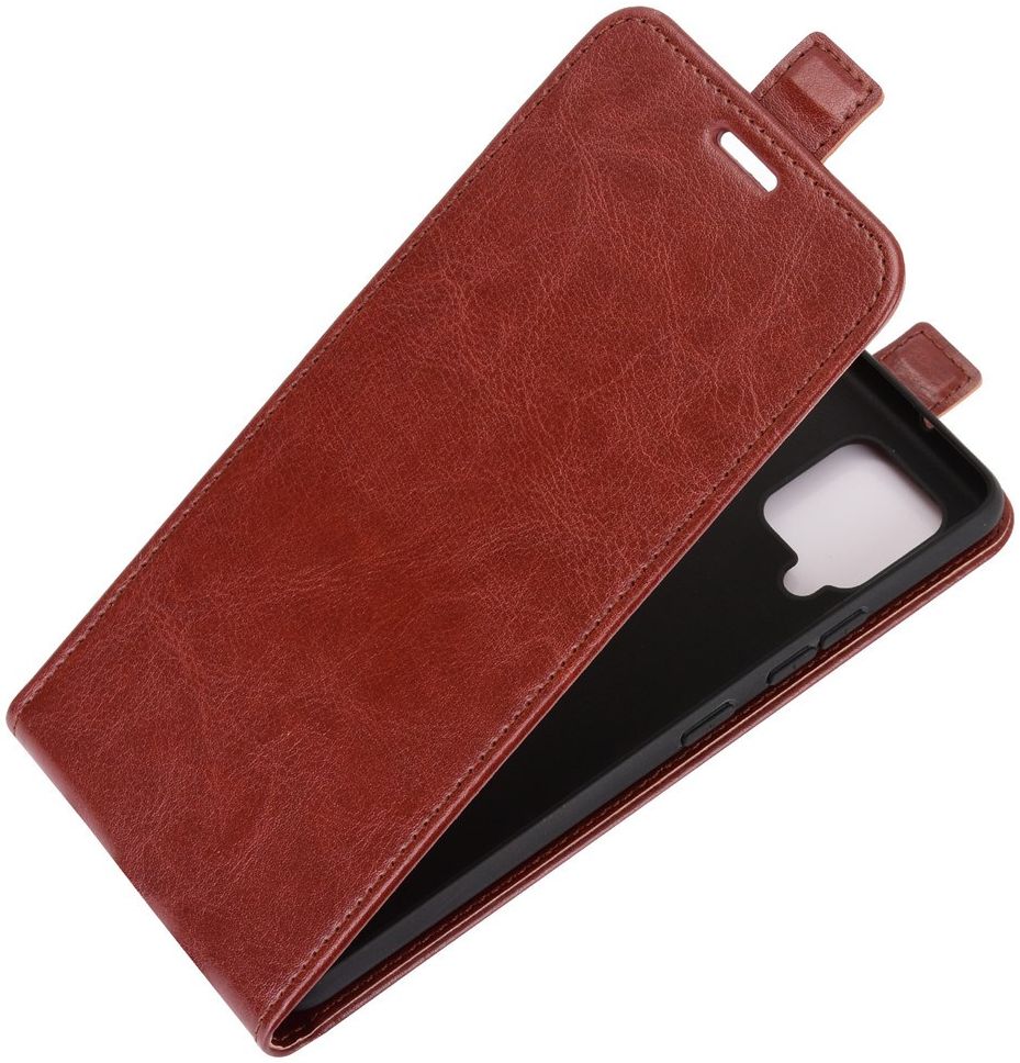 Samsung Galaxy A42 Hoesje Verticale Flip Case Bruin afbeelding 1