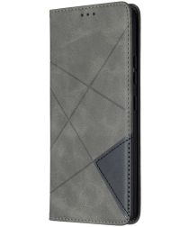 Samsung Galaxy A42 Hoesje Geometrie Portemonnee Grijs
