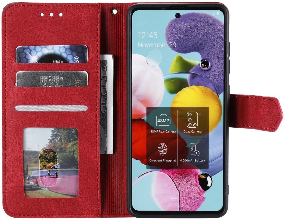 Samsung Galaxy S20 FE Hoesje Retro Book Case Portemonnee Rood afbeelding 1
