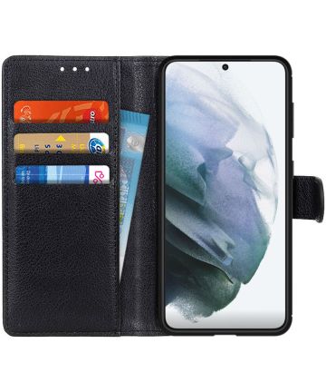Een evenement dynastie Het apparaat Samsung Galaxy S21 Hoesje met Pasjes Book Case Kunstleer Zwart | GSMpunt.nl
