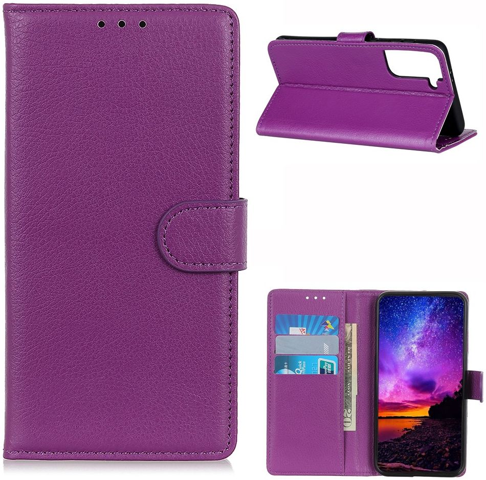 Samsung Galaxy S21 Hoesje met Pasjes Book Case Kunstleer Paars afbeelding 9
