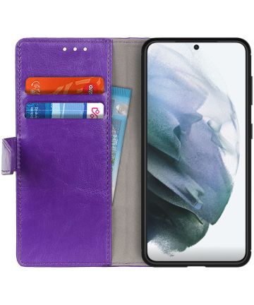 Samsung Galaxy S21 Hoesje Portemonnee Book Case Paars Hoesjes