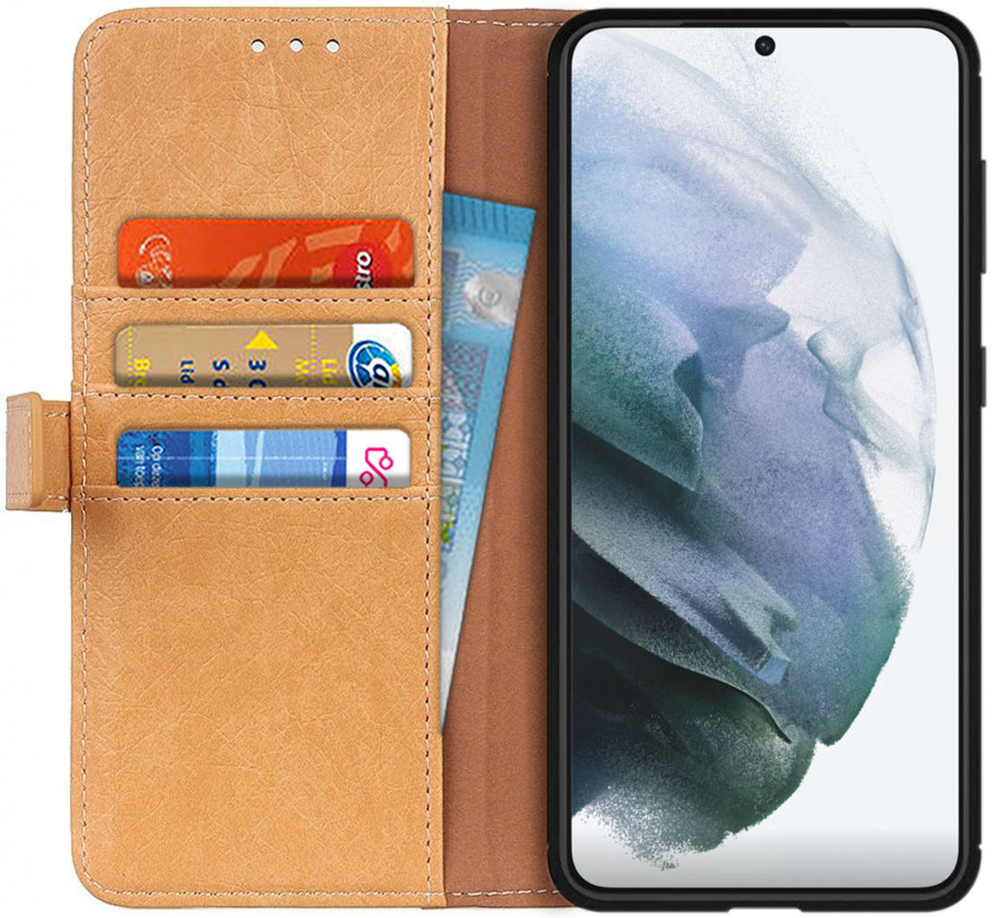 Samsung Galaxy S21 Hoesje Portemonnee Kunstleer Book Case Bruin afbeelding 1