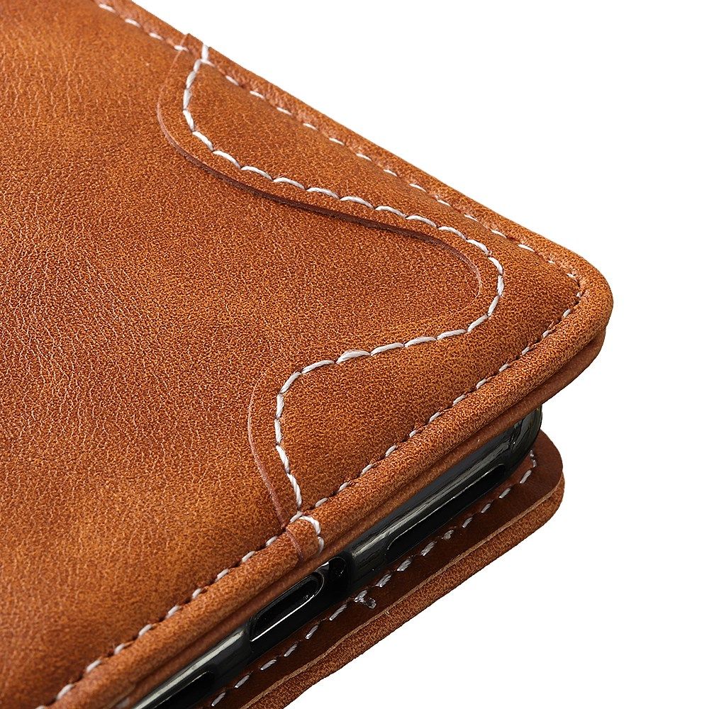 Samsung Galaxy S21 Hoesje Portemonnee met Drukknoop Sluiting Bruin afbeelding 9