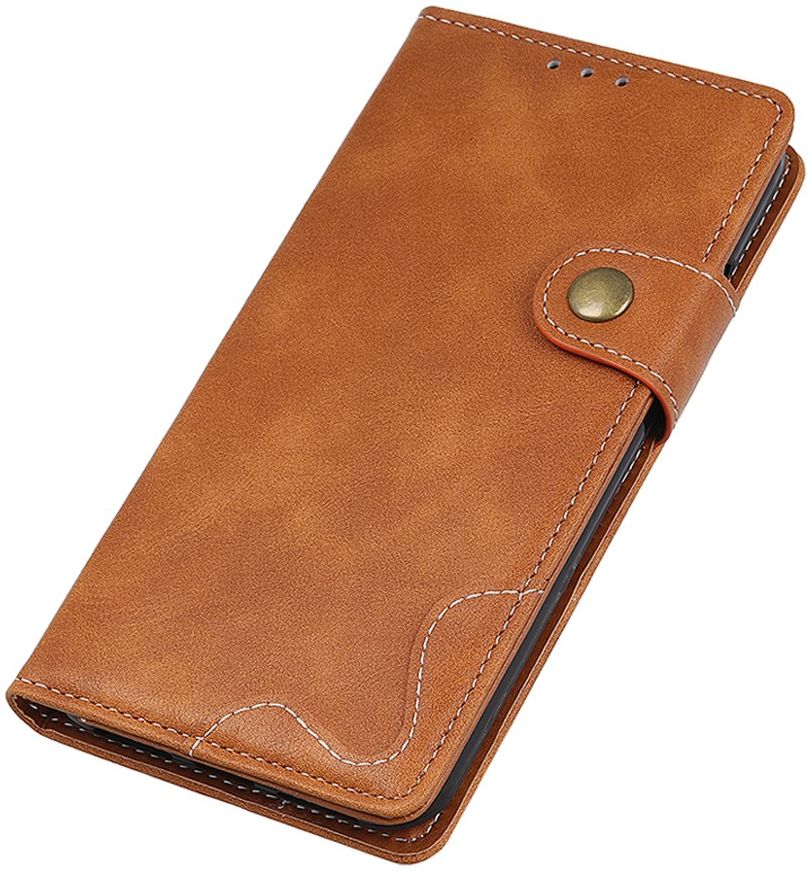 Samsung Galaxy S21 Hoesje Portemonnee met Drukknoop Sluiting Bruin afbeelding 10