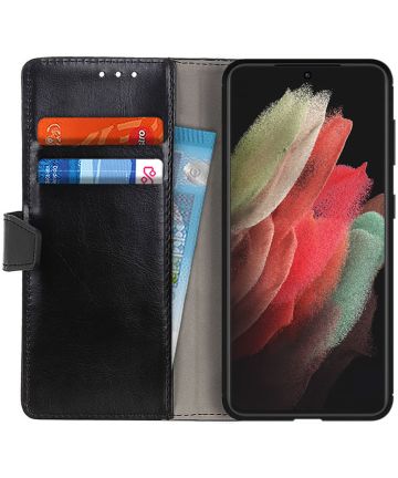 Samsung Galaxy S21 Ultra Hoesje Portemonnee Book Case Zwart Hoesjes