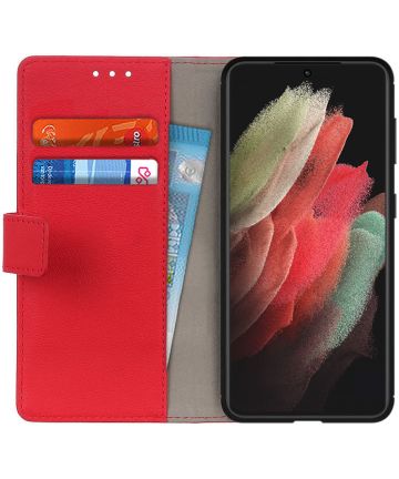 Samsung Galaxy S21 Ultra Hoesje Portemonnee Book Case Rood Hoesjes