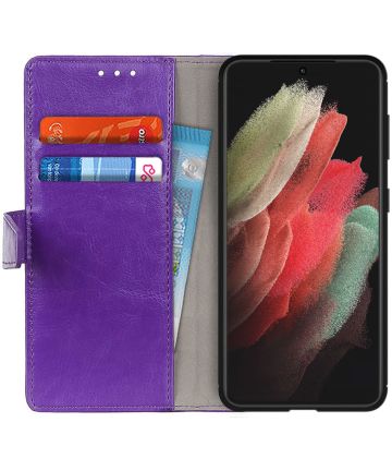 Samsung Galaxy S21 Ultra Hoesje Portemonnee Book Case Paars Hoesjes