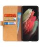 Samsung Galaxy S21 Ultra Hoesje Portemonnee Kunstleer Book Case Bruin