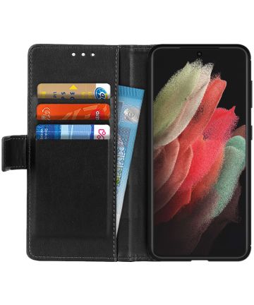 Samsung Galaxy S21 Ultra Hoesje Wallet Book Case met Pasjes Zwart Hoesjes