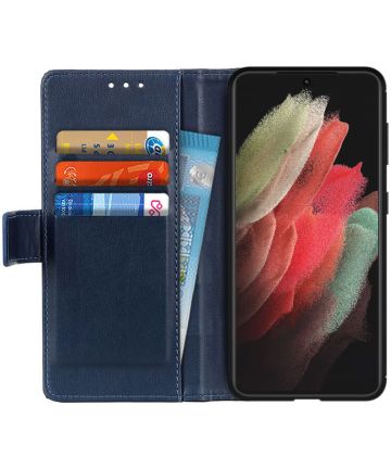 Samsung Galaxy S21 Ultra Hoesje Wallet Book Case met Pasjes Blauw Hoesjes