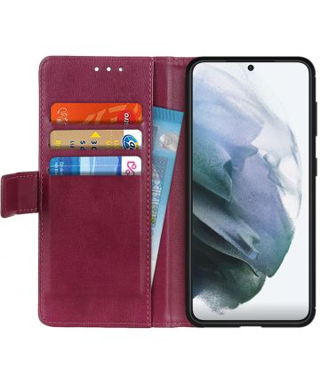 Samsung Galaxy S21 Hoesje Wallet Book Case met Pasjes Rood Hoesjes