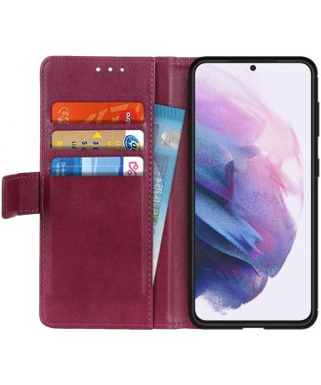 Samsung Galaxy S21 Plus Hoesje Wallet Book Case met Pasjes Rood Hoesjes