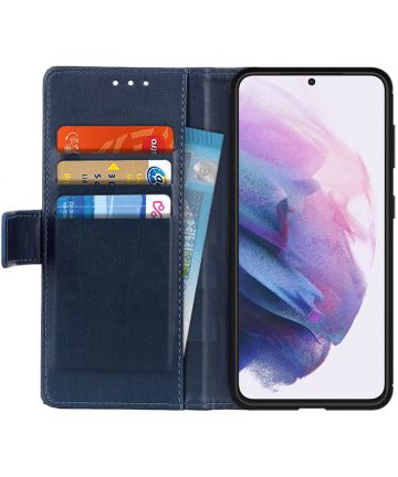 Samsung Galaxy S21 Plus Hoesje Wallet Book Case met Pasjes Blauw Hoesjes