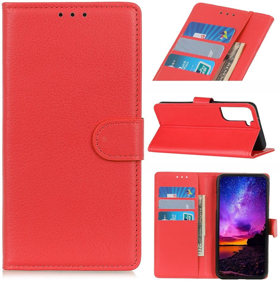 Samsung Galaxy S21 Plus Hoesje met Pasjes Book Case Kunstleer Rood afbeelding 5