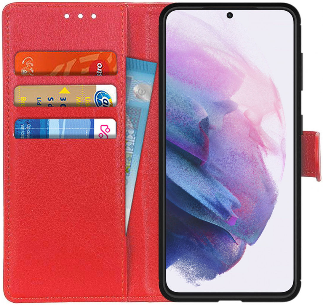 Samsung Galaxy S21 Plus Hoesje met Pasjes Book Case Kunstleer Rood afbeelding 1