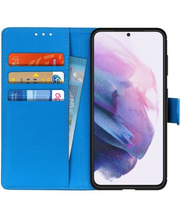 Samsung Galaxy S21 Plus Hoesje met Pasjes Book Case Kunstleer Blauw Hoesjes
