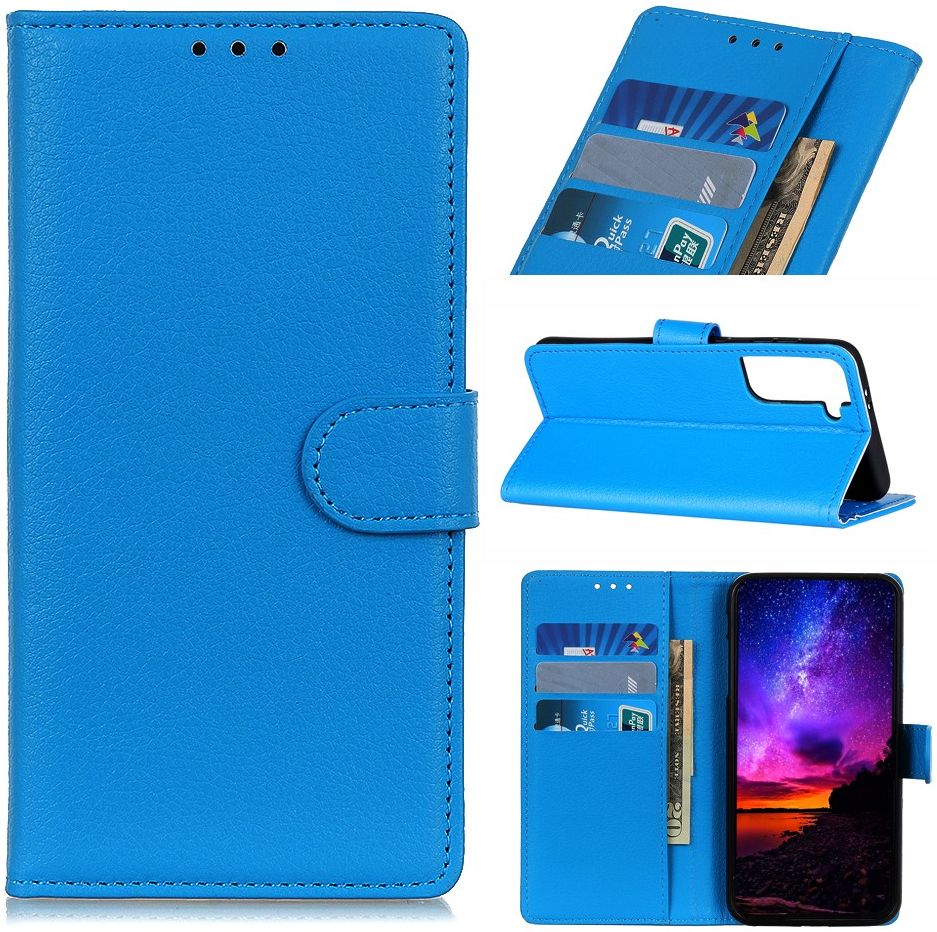 Samsung Galaxy S21 Plus Hoesje met Pasjes Book Case Kunstleer Blauw afbeelding 5