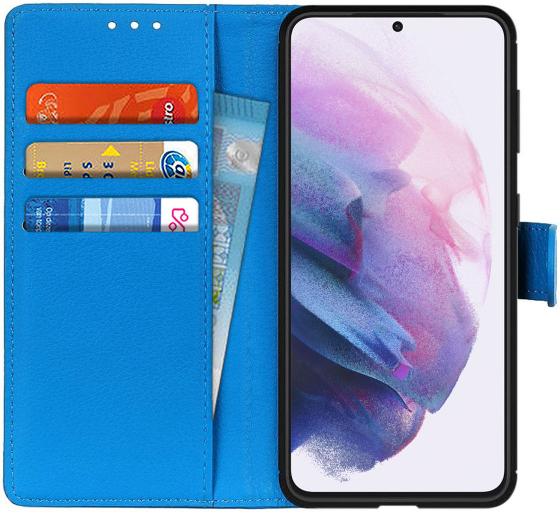 Samsung Galaxy S21 Plus Hoesje met Pasjes Book Case Kunstleer Blauw afbeelding 1